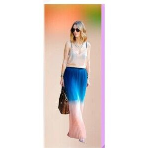 Cynthia Rowley woman ombre pleated cocktail event shabby chic maxi length skirt